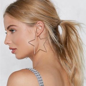 Silver Star Hoop Earrings